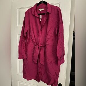 Vibrant Pink Button-Up Dress